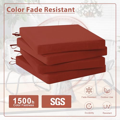 Outdoor Chair Cushion Set of 4 Rainproof Color Fade Resistant 19 x 19 x 2 in Square C32324