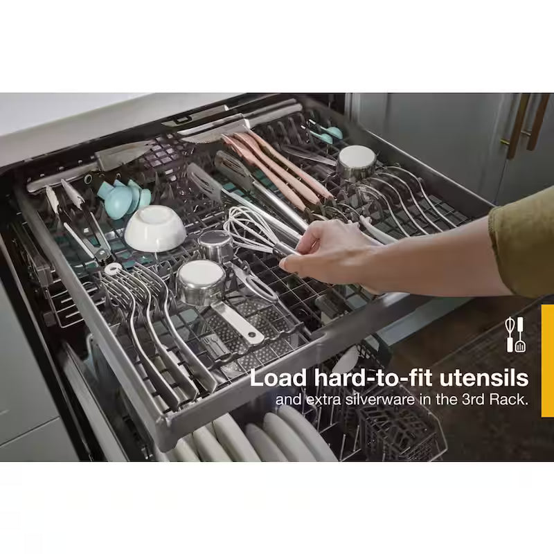 White Built-In Dishwasher with Third Level Rack D868