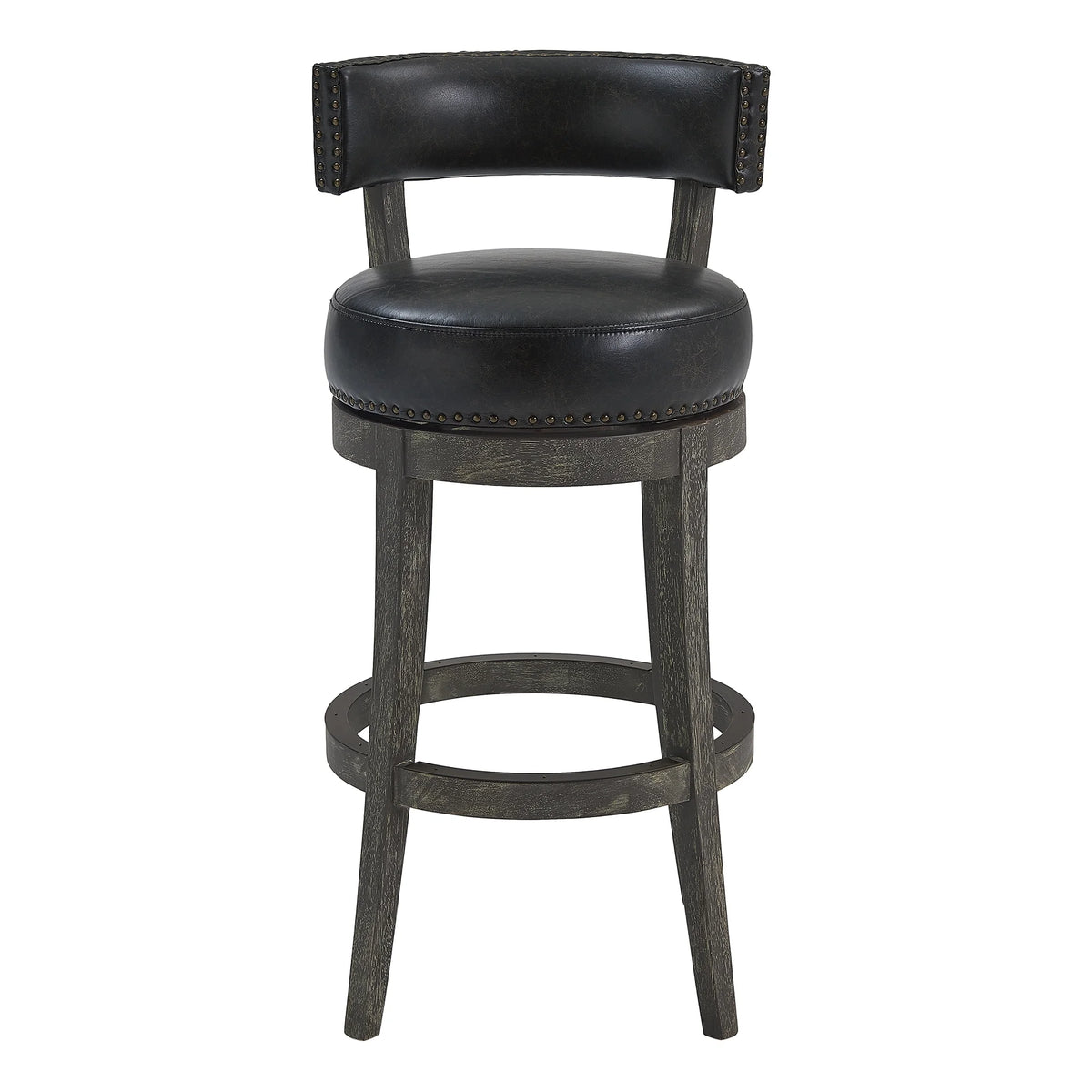 26" Wood Leather Swivel Counter Stool M446