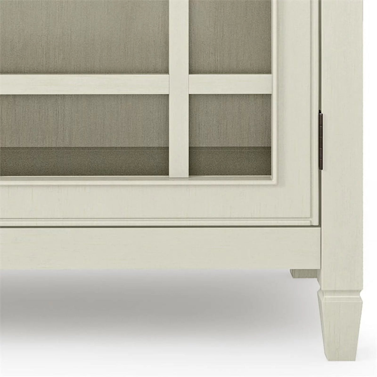 Antique White Solid Wood 46 inch Wide Low Storage Cabinet L24262