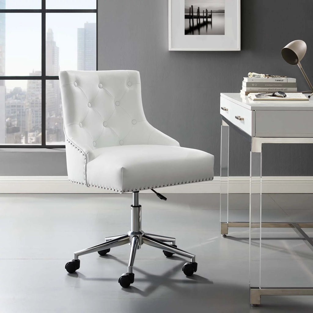 White Faux Vinyl Leather Aluminum Office Chair W7326