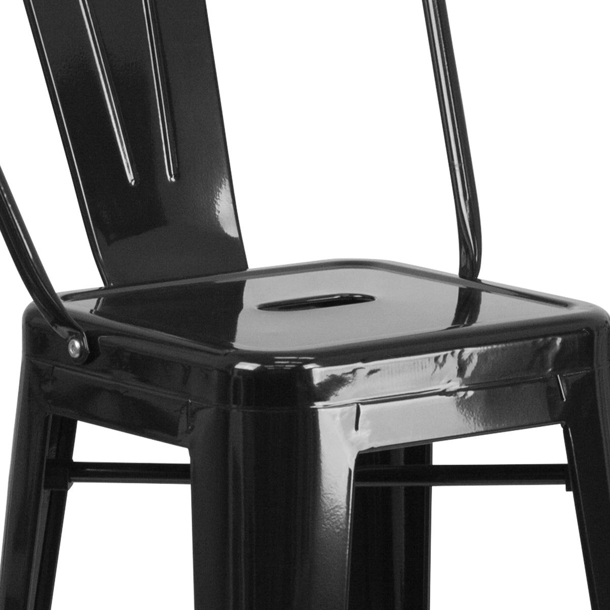Black Metal Indoor-Outdoor Barstool with Removable Back V244570