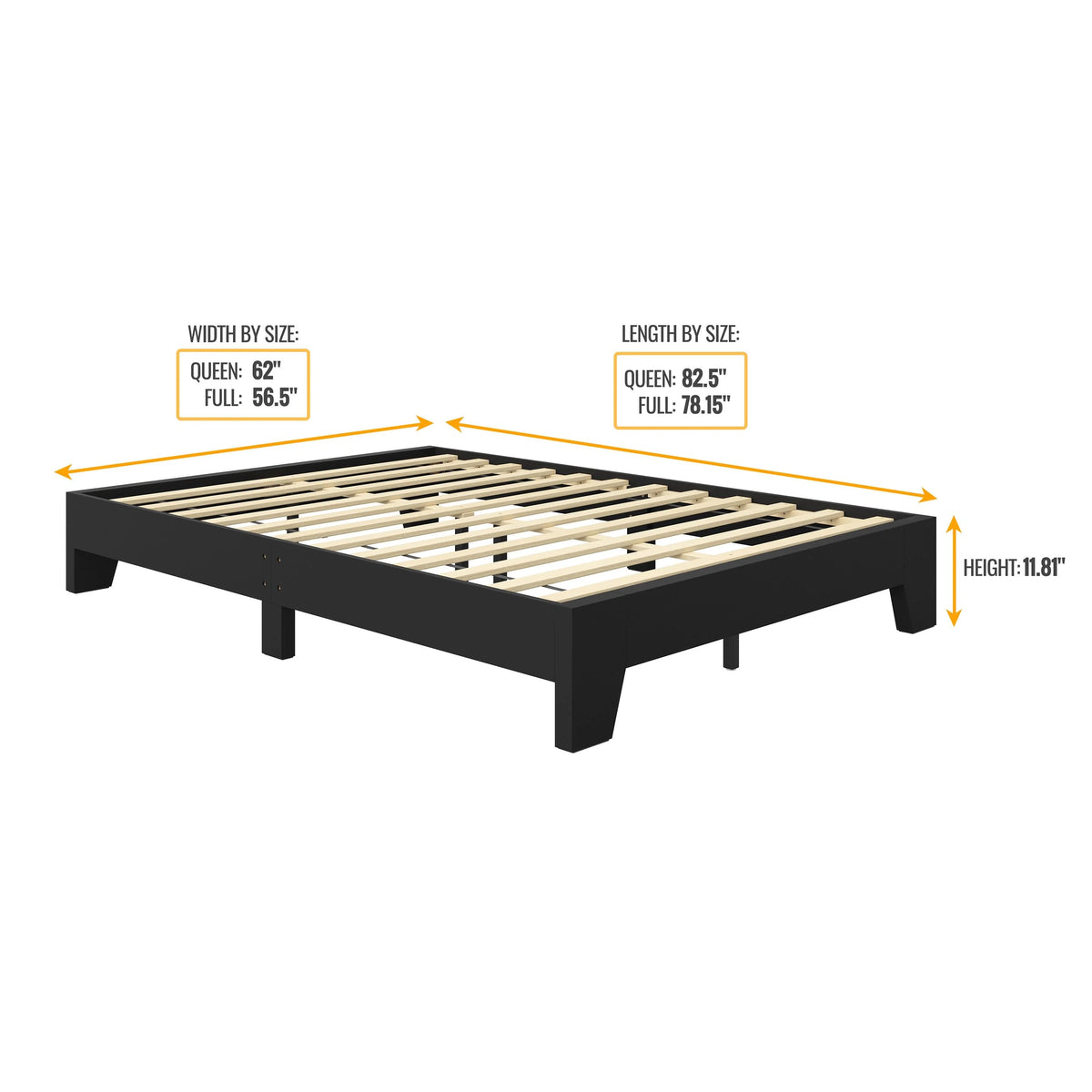 Black Full Platform Bed Frame N279