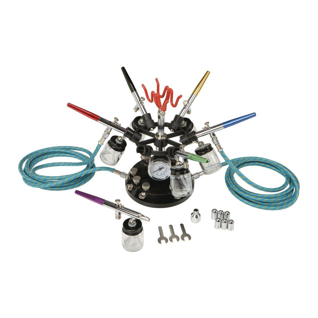 6-Color Airbrush Kit with Holder, 16 Piece V458
