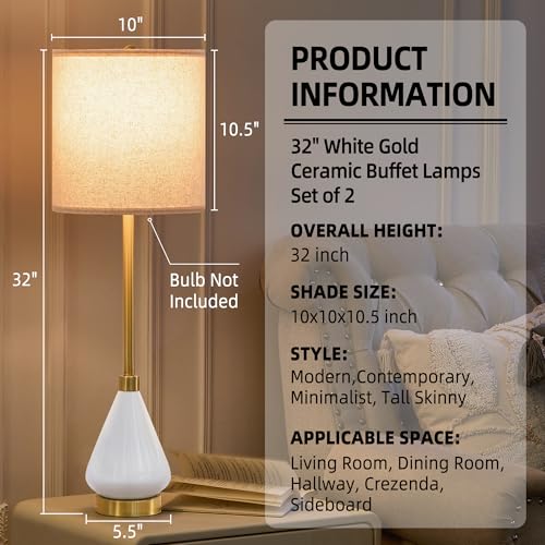 White Ceramic Buffet Lamps Set of 2 H7344