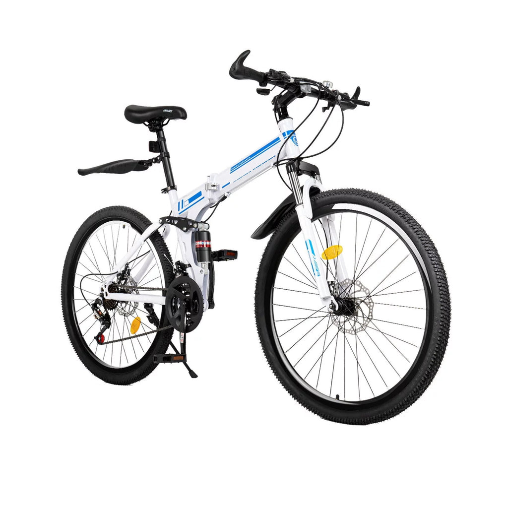 26 Mountain Folding Bike 21-Speed High-Carbon Steel Bicycle with Dual Disc-Brake K7754