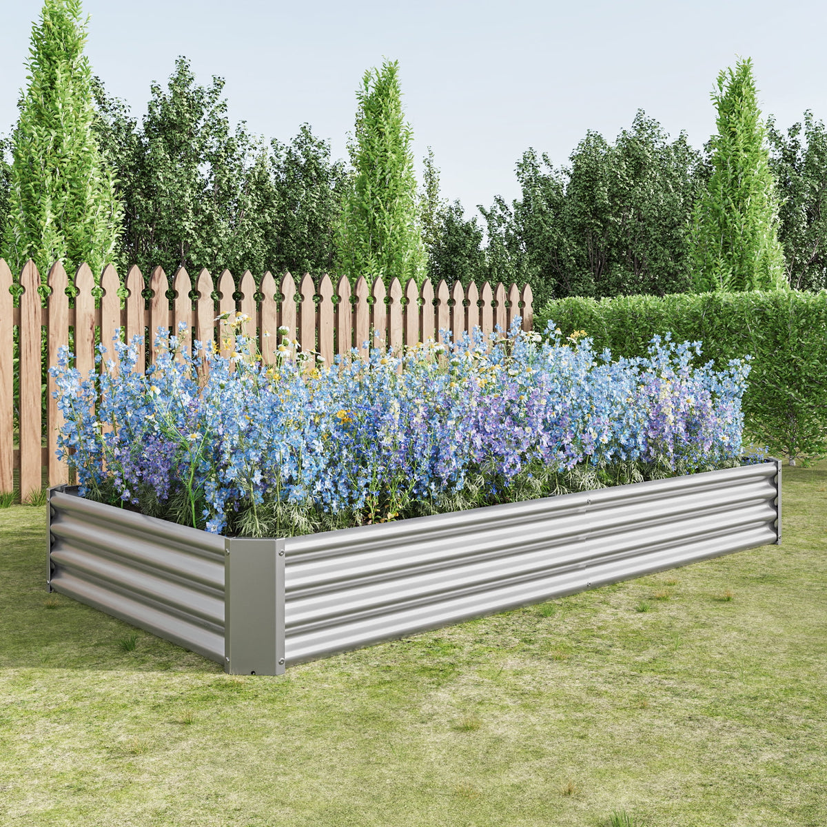Metal Raised Garden Bed Outdoor for Vegetables Flowers Herb U7643