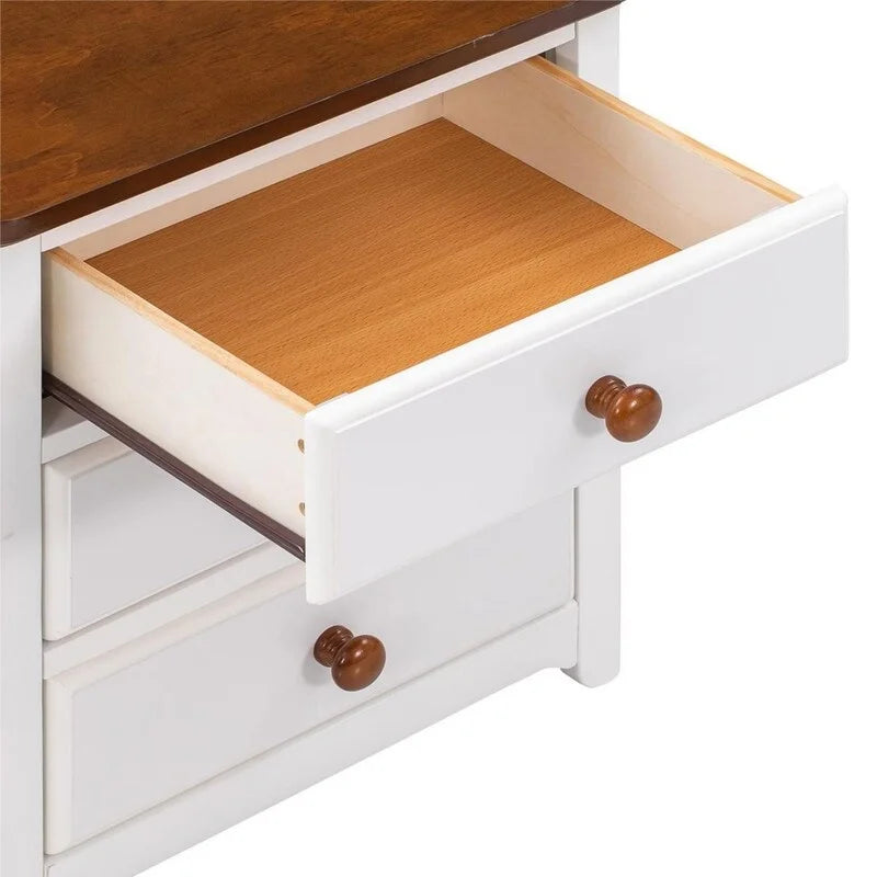Solid Wood Nightstand with USB Charging Port and Three Drawers F5111
