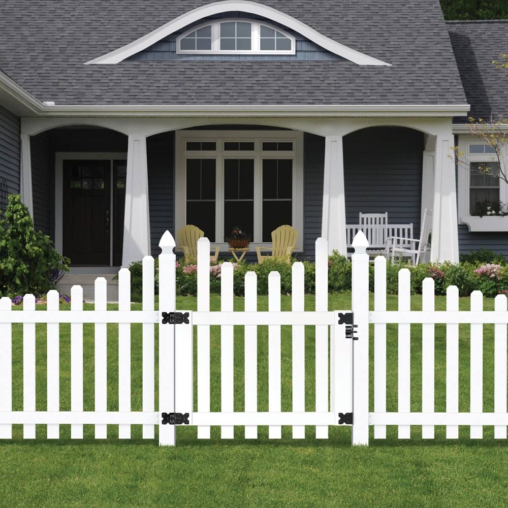 White Vinyl 3.5 ft. x 4 ft. Picket Fence Gate Kit I849
