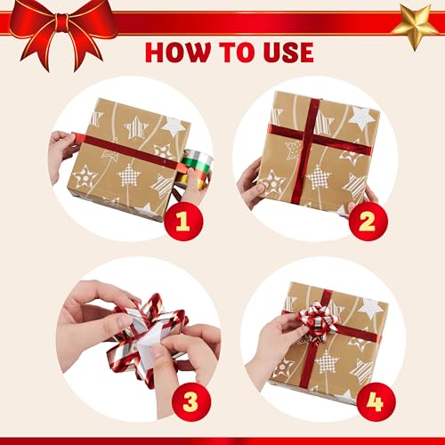 50 PCS Christmas Bows and Gift Ribbons with Curling Ribbons C68920