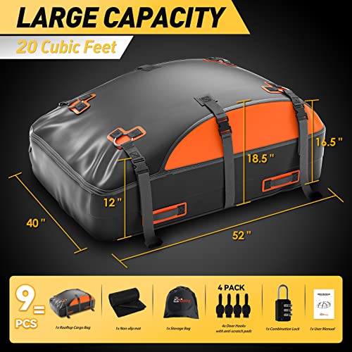 100% Waterproof 20 Cubic Feet Car Rooftop Cargo Carrier Bag J1668