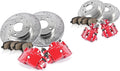 Powder Coated Red Calipers Drilled Slotted Rotors Ceramic Pads S949782