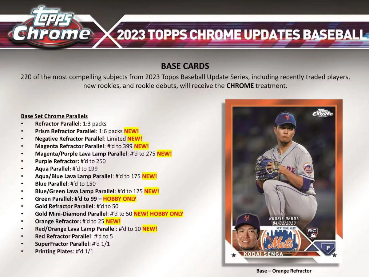 2023 Chrome Update Series Baseball Trading Card Hobby Box I160252