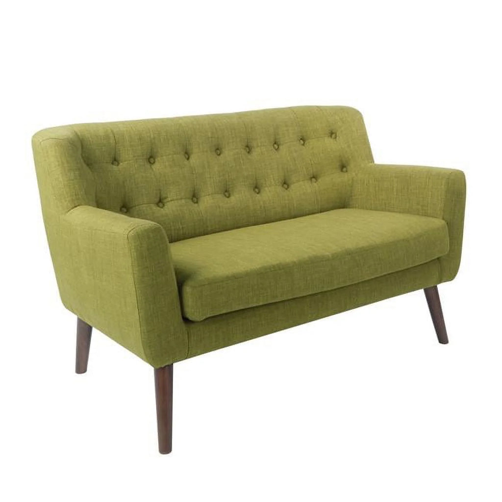 Mid-Century Green Fabric Loveseat J50696