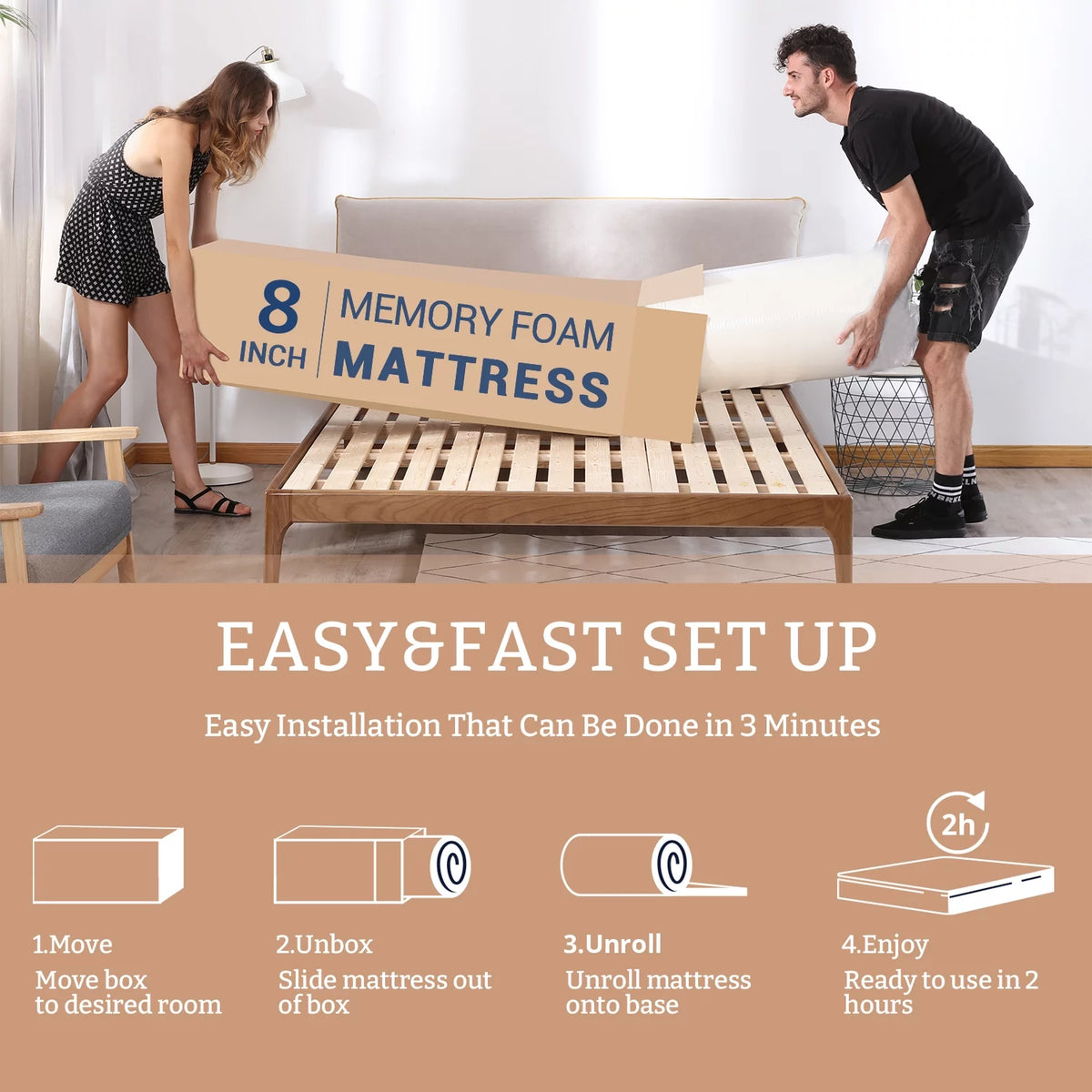 Twin Size Green Tea Gel Memory Foam Mattress Y471267
