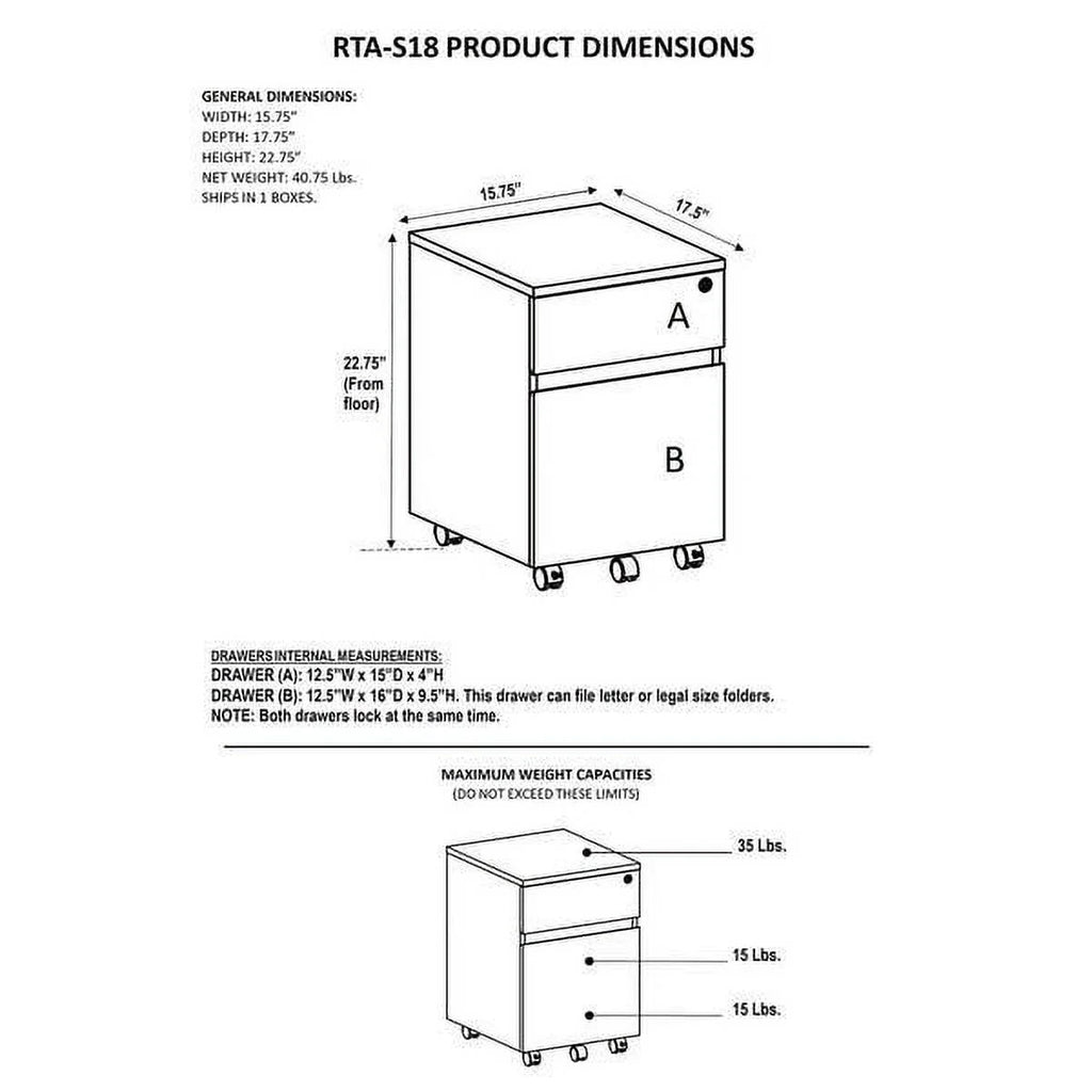 Grey Two Drawer Vertical Filing Cabinet with Lock G983768