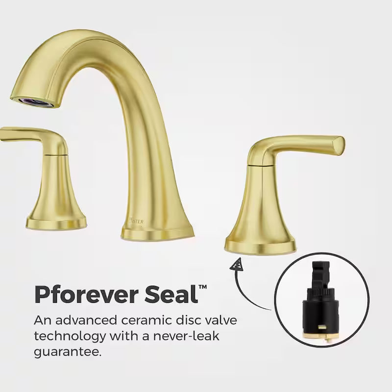 8 in. Widespread Double Handle Bathroom Faucet Brushed Gold P2936