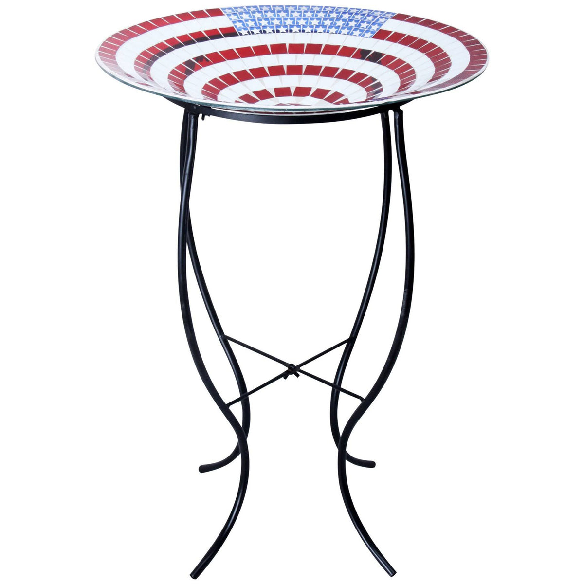 Glass Birdbath with Metal Stand U444