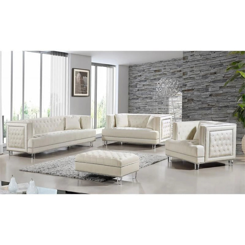 Cream Velvet Ottoman C9150