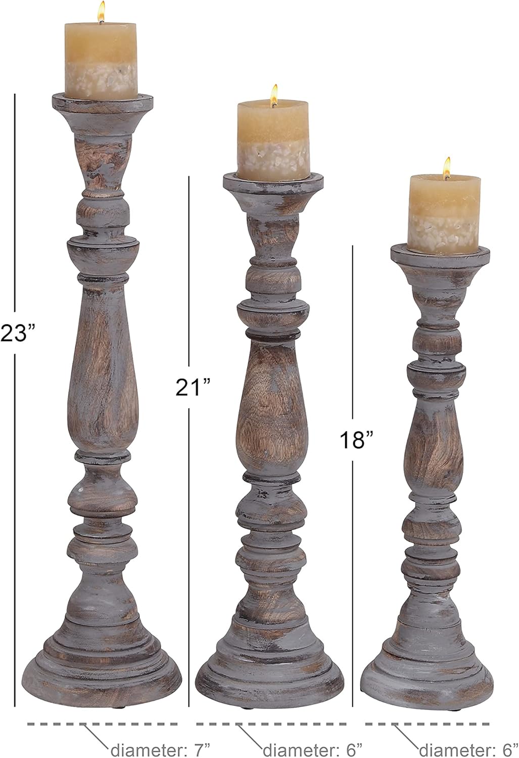 Wooden Candle Stand Set of 3 A93094