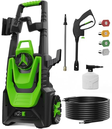 Electric Pressure Washer with 35FT Power Cord 20FT Hose 4 Tips 500ML Foam Cannon A424