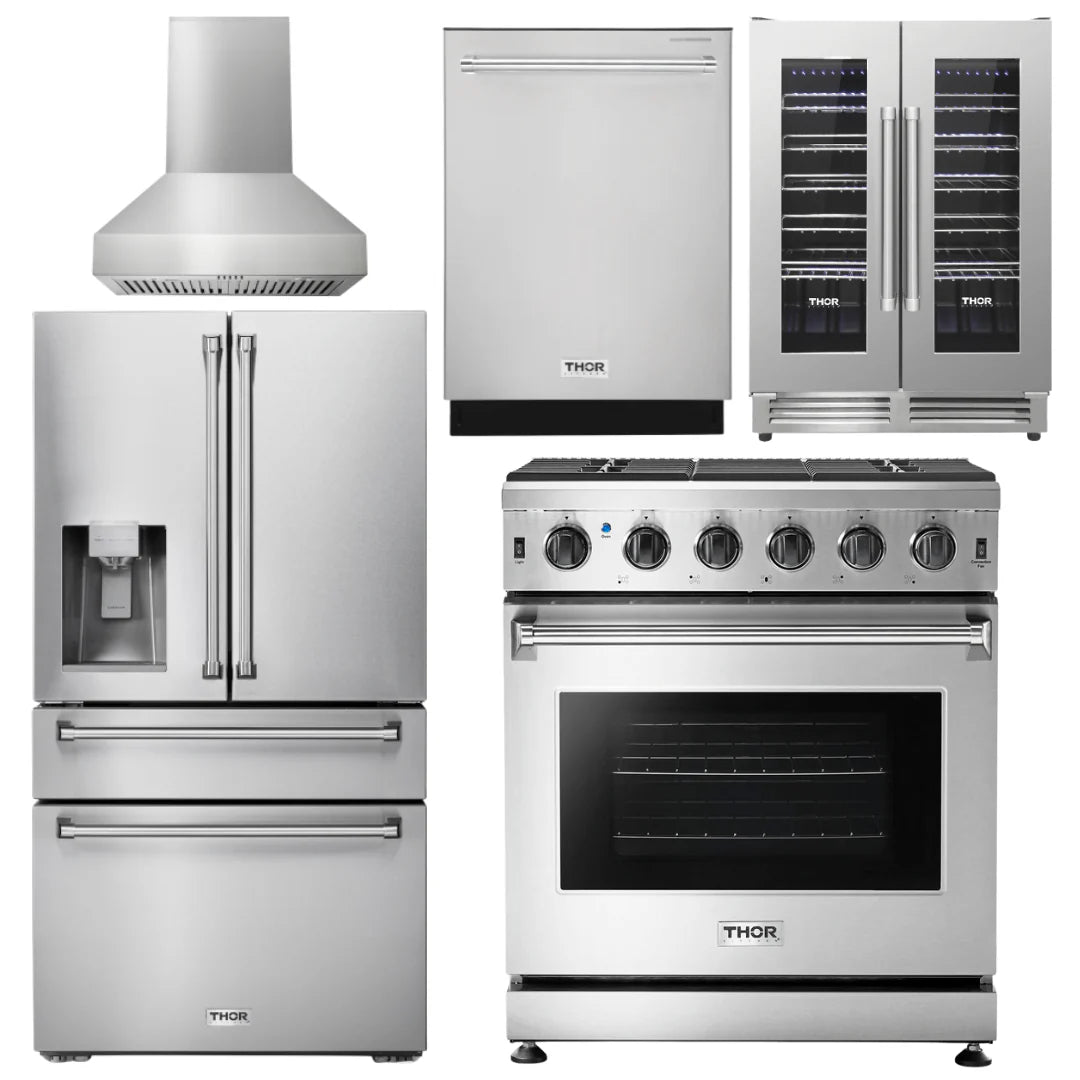 30 Propane Gas Range, Range Hood, Refrigerator, Dishwasher, Wine Cooler K696649