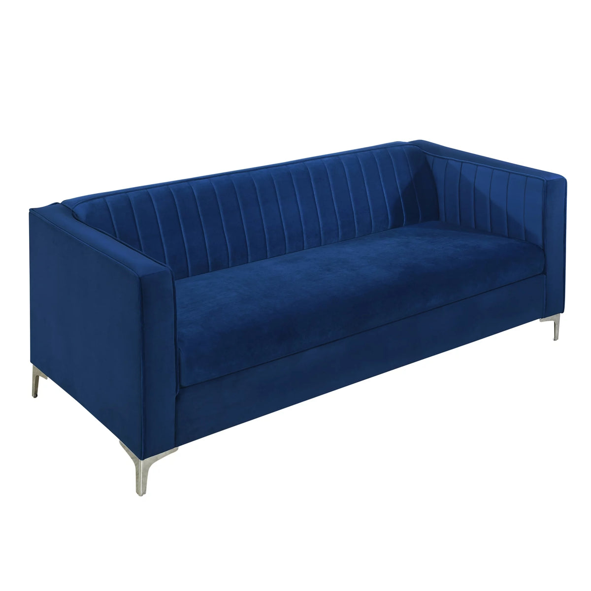 Blue Velvet Loveseat Sofa with Metal Legs G259