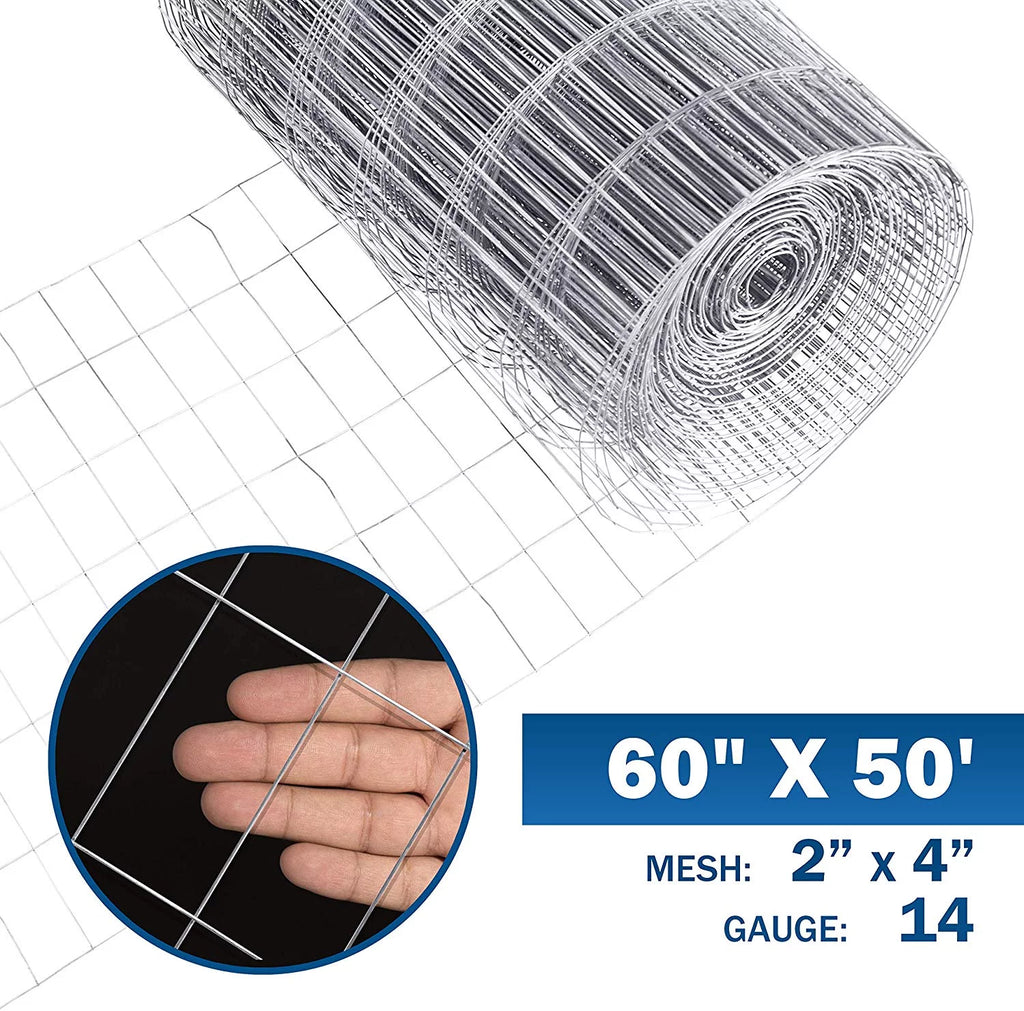 14 Gauge Galvanized Welded Wire Mesh 2 inch by 4 inch 5 ft. x 50 ft. B716