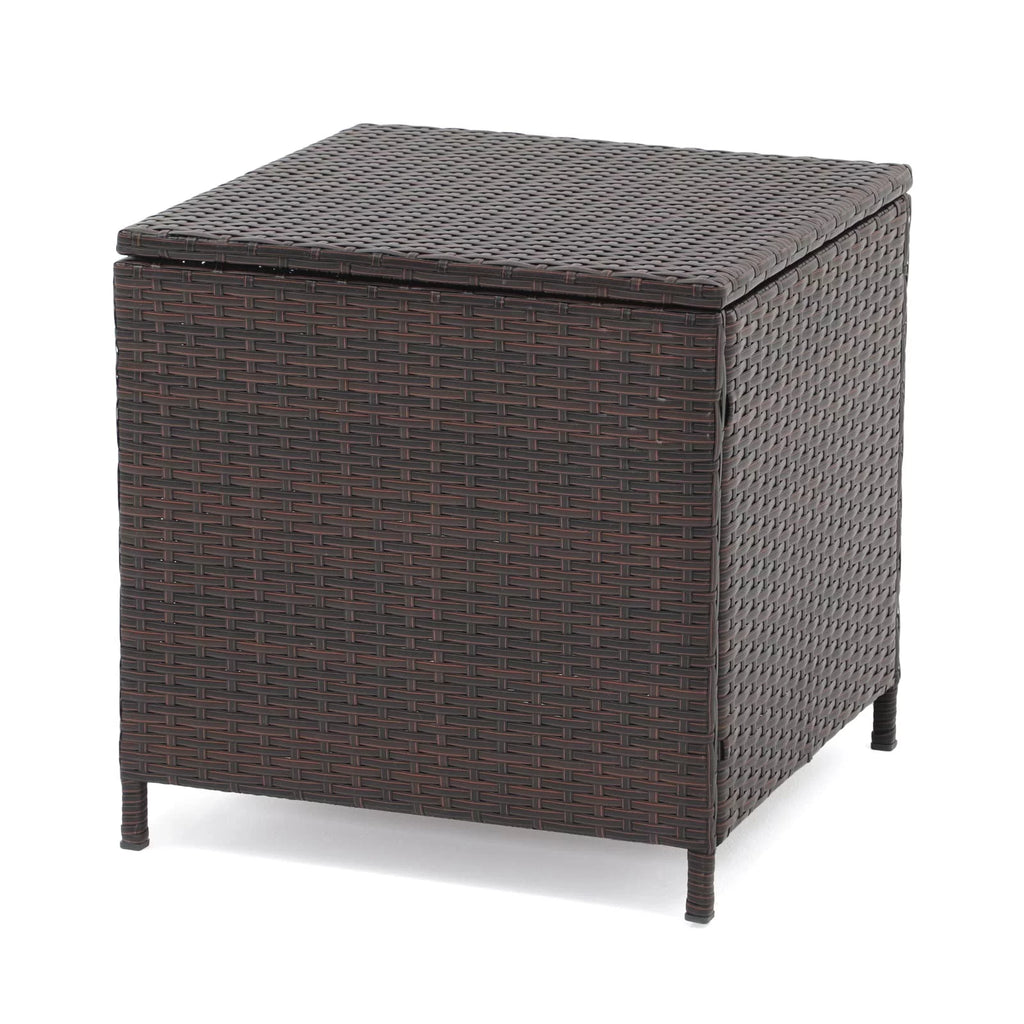 Brown Wicker Rattan Side Table with Iron Frame S377745