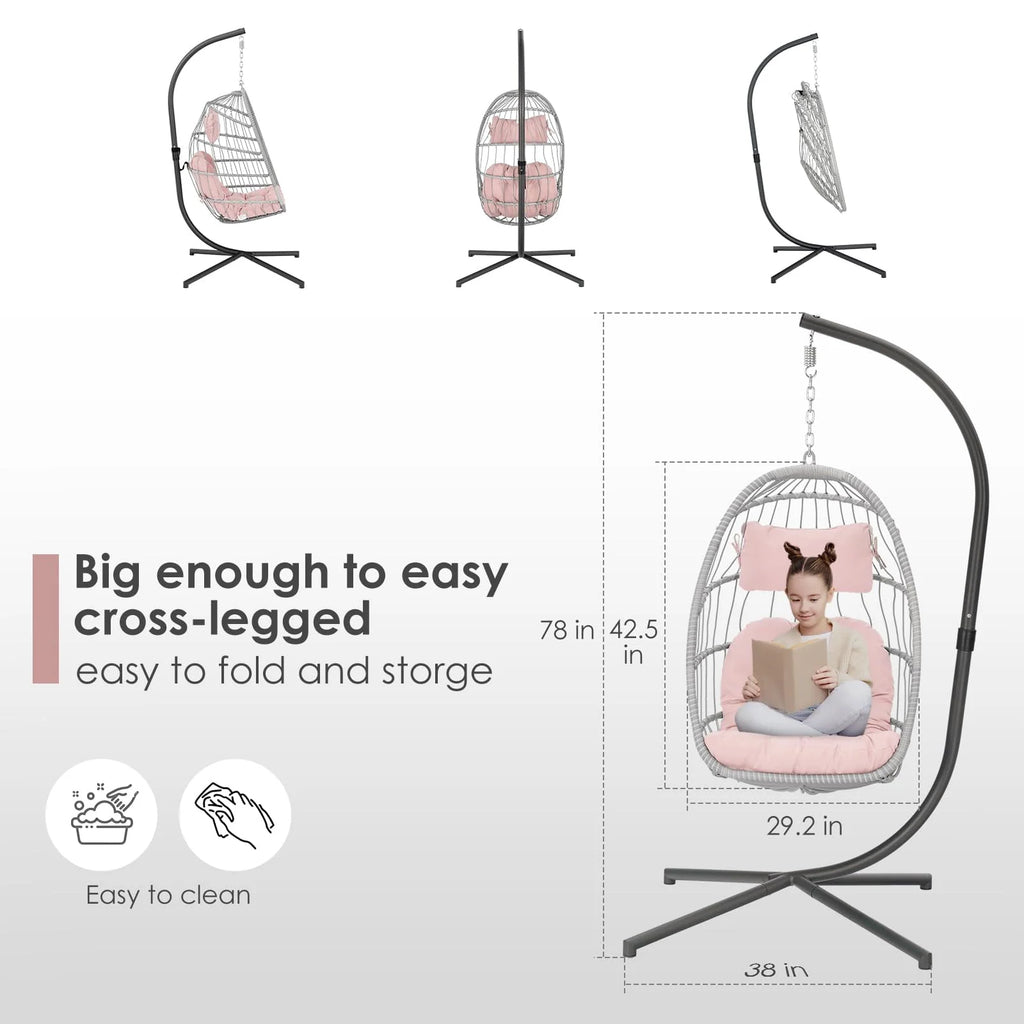 Hanging Egg Chair with Stand and Cushion G82372