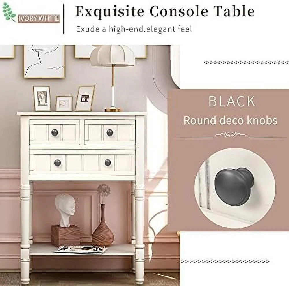 Narrow Console Table with Three Drawers W49163