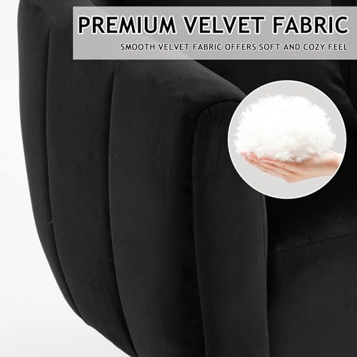 Black Velvet Swivel Accent Chair with Metal Legs F7708