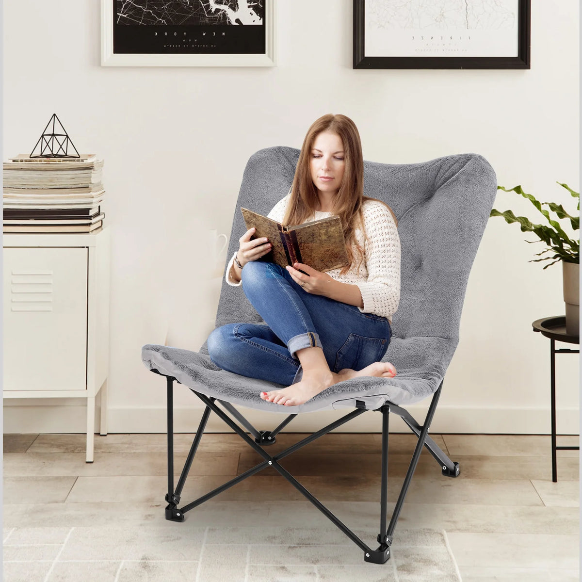 Oversized Folding Camping Chair with Mattress J72663
