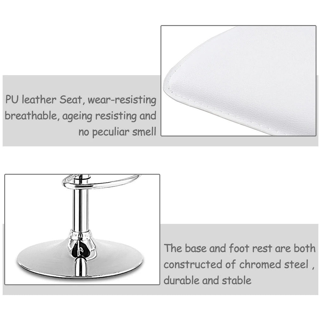 Set of 2 White Adjustable Swivel Bar Stools B826457
