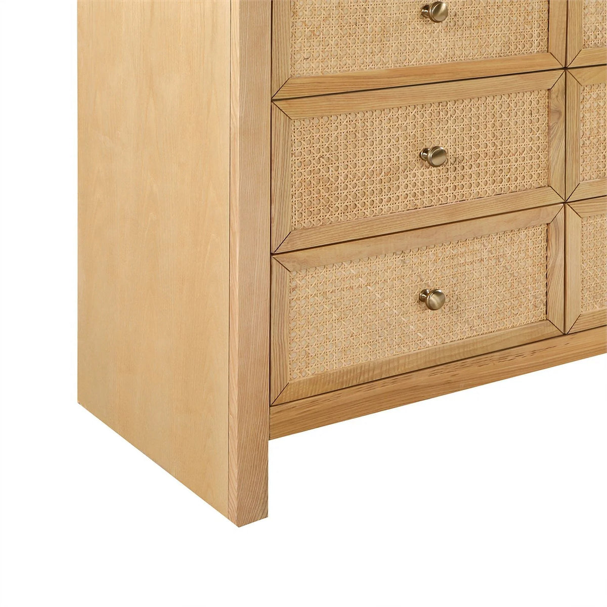 Brown 9-Drawer Rattan Wood Dresser R20521