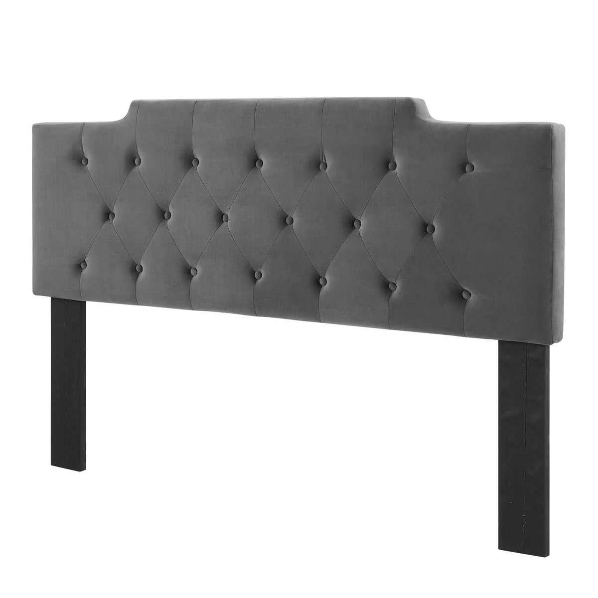 Dark Grey Velvet Tufted Twin Size Headboard P490051