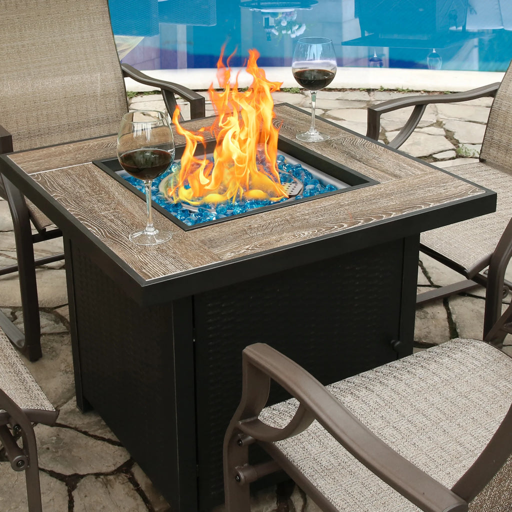 30'' Square Propane Gas Fire Pit Table Black B12046