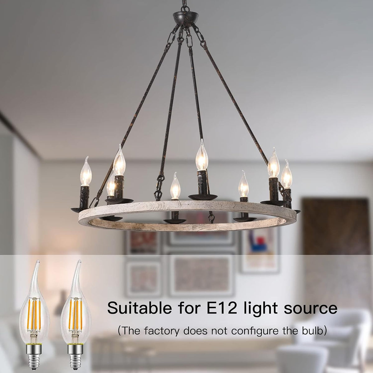 8-Lights Wagon Wheel Chandelier C87134