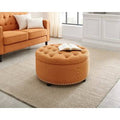 Orange Tufted Round Storage Ottoman R4214