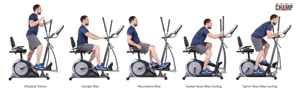 3-in-1 Elliptical and Exercise Bike with Heart Rate Monitor H100