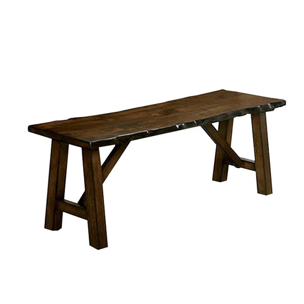 54 Inch Walnut Brown Wood Dining Bench X394157