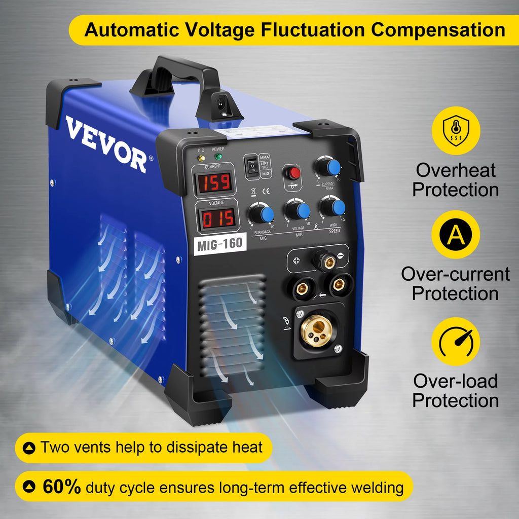 160 Amp 3 in 1 MIG TIG Arc Welder 110V/220V DC Welding Machine G910