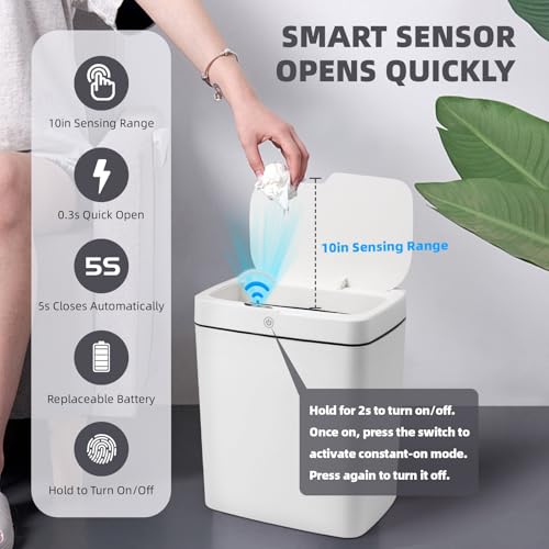 2 Pack 3.9 Gallon Touchless Automatic Waterproof Plastic Trash Can H458129