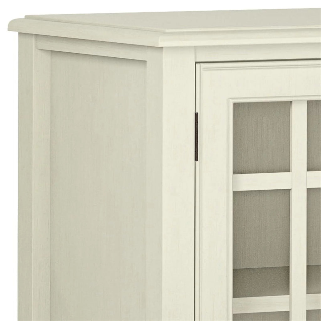Antique White Solid Wood 46 inch Wide Low Storage Cabinet L24262