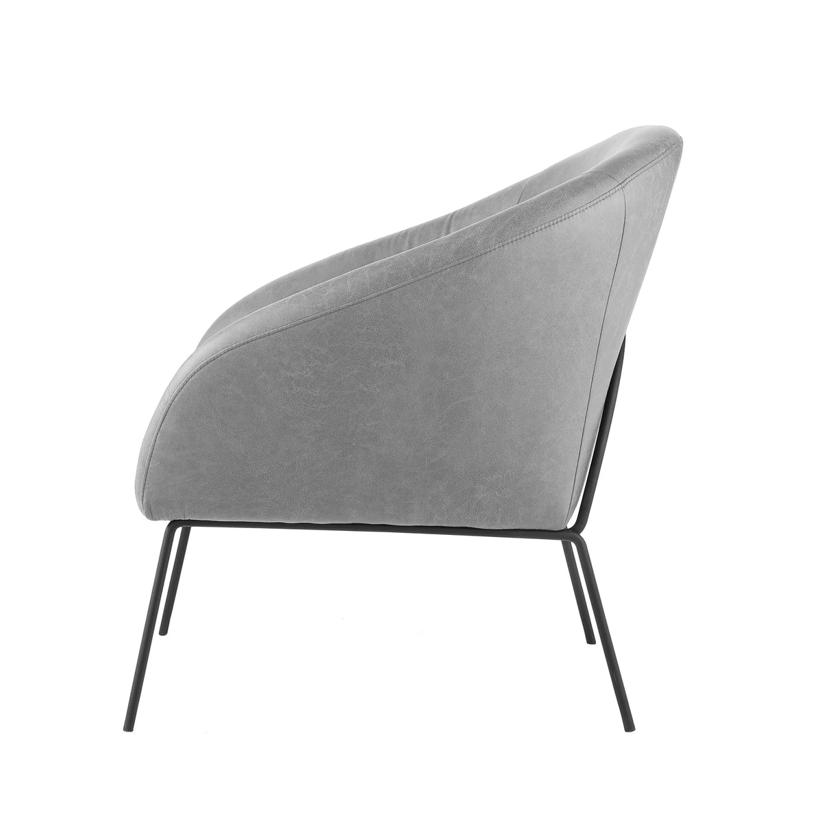 Light Gray & Black Faux Leather Barrel Chair M84363