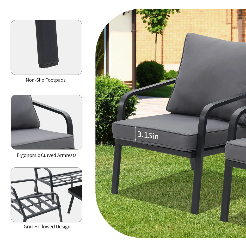 Grey Aluminum Outdoor Sectional Sofa Set A6115