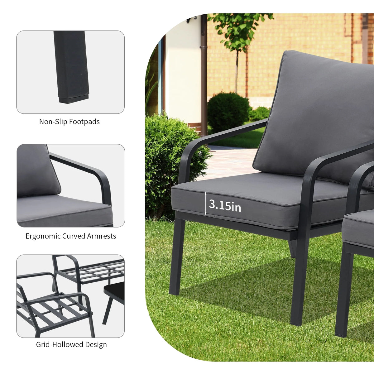 Grey Aluminum Outdoor Sectional Sofa Set A6115