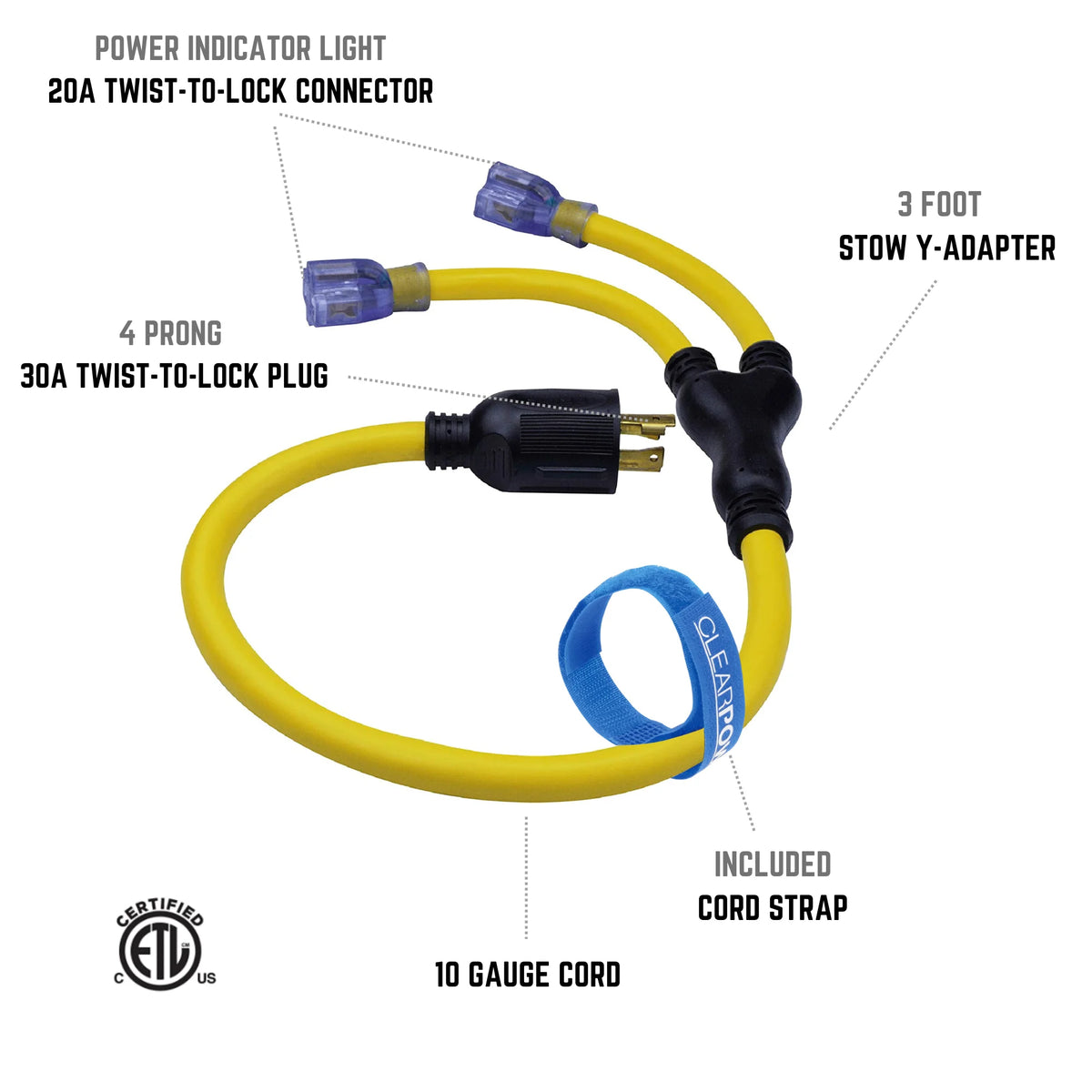 Yellow Power Adapter Extension Cord F471