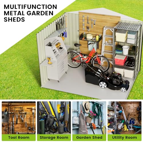 8FT x 6FT Metal Outdoor Storage Shed with Door Lock W28772