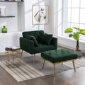 Green Tufted Accent Chair with Ottoman N6902